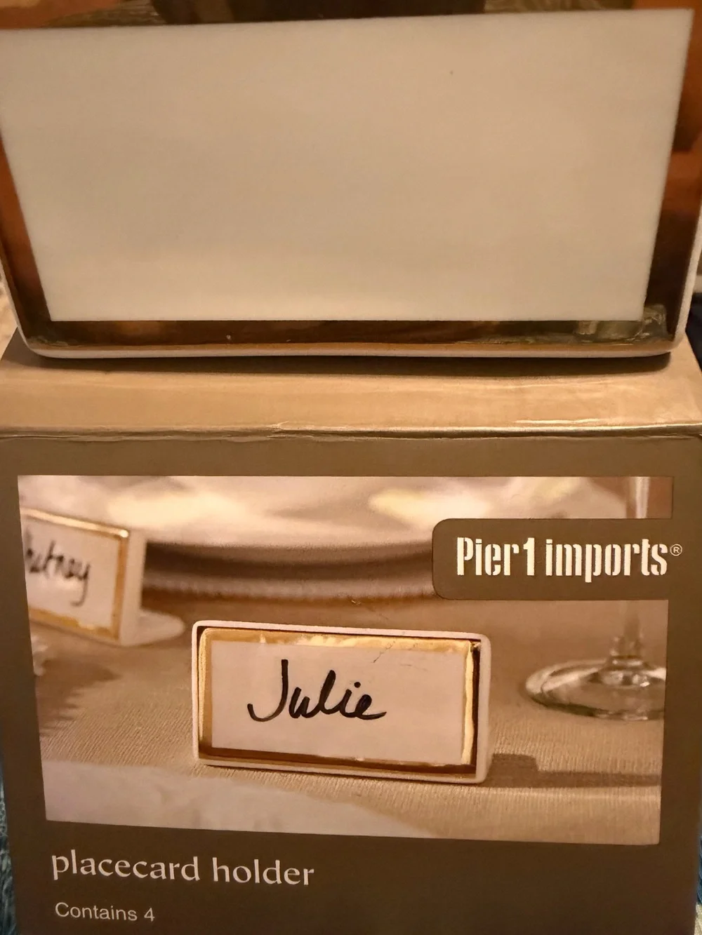 Pier 1 White and Gold Placecard Holders - Set of 4